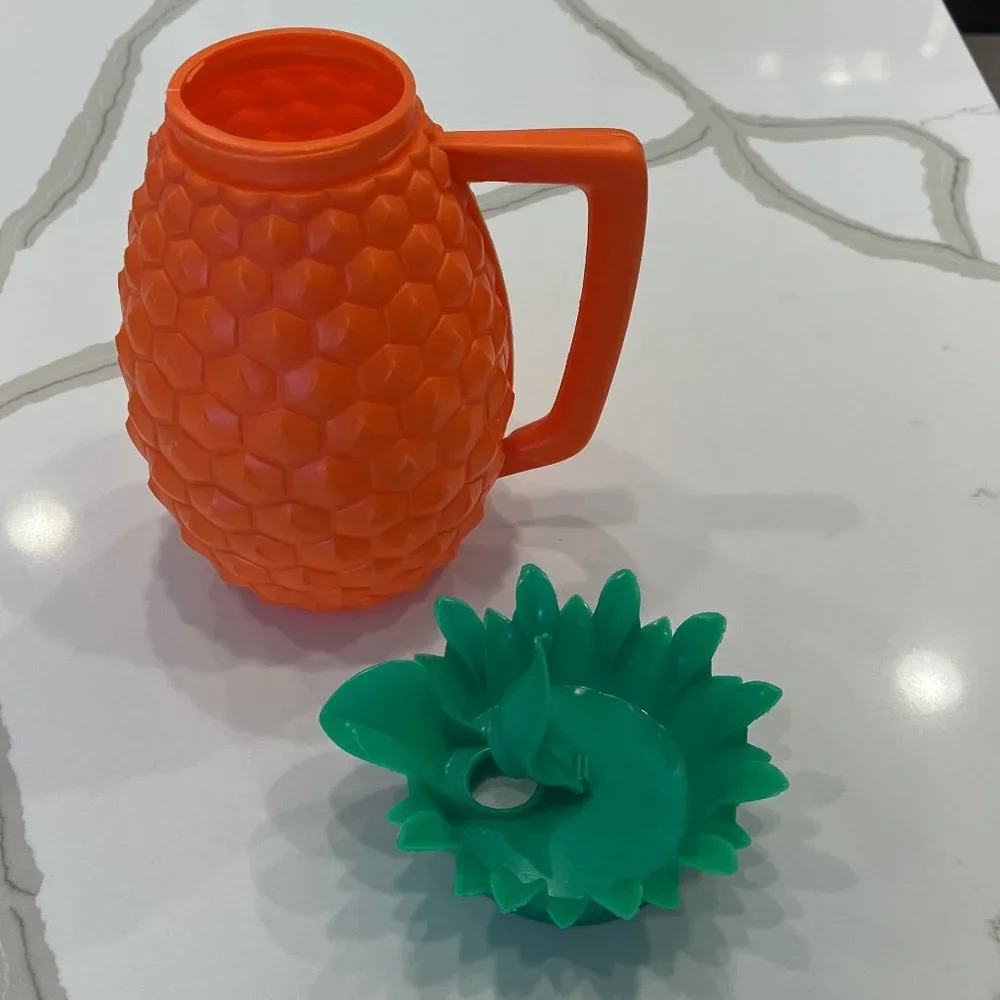 Vintage Mid-Century Minerware Orange Plastic Pineapple Pitcher